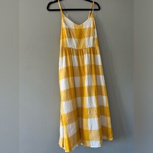 Old Navy Cami Summer Dress Plaid Yellow Size Medium. Beach, Picnic, Farm